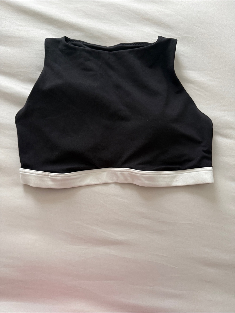 aerie Black High-Neck Sports Bralette with White Underband